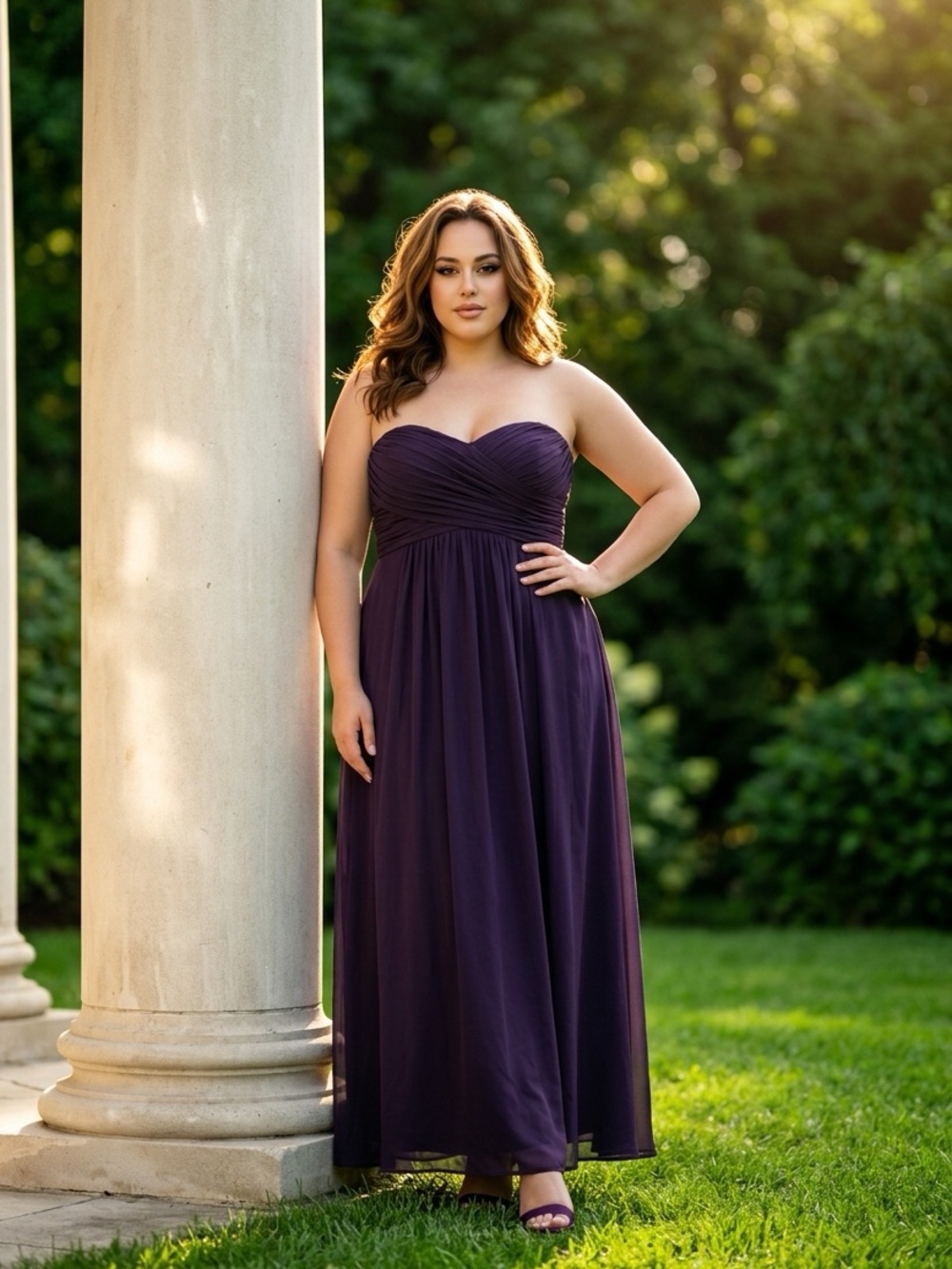 B2 by Jasmine Bridesmaid Dress Purple Strapless